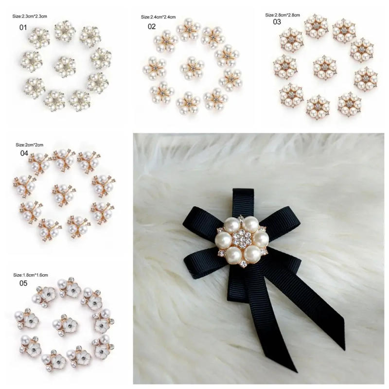 Description Picture 5 of item10Pcs Pearls Flower Button Garment Decorative Craft DIY Clothes Rhinestone Bow Sewing Supplies Wedding Decoration Accessories