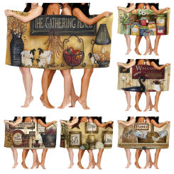 Home bath towels for the body towels bathroom quick drying microfiber beach towel Oil painting style man large sports towel