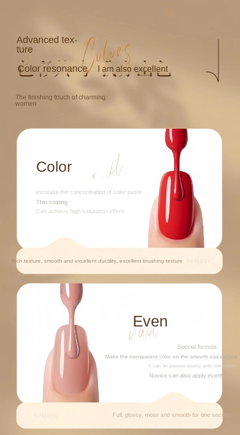 Description Picture 4 of itemXEIJAYI 102 Colors Gel Polish Nail Art Regular Hybrid Ink Nail Varnish Jelly Top Coat Rubber Base Gel Semi-permanent Varnish