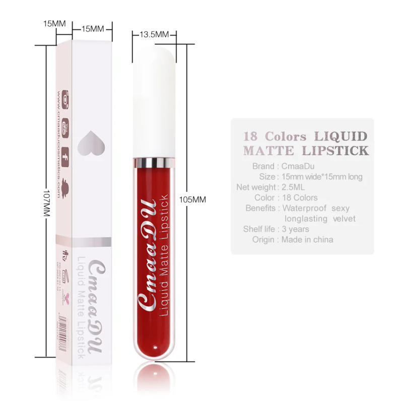 Description Picture 5 of item18 Color Lipstick Matte Waterproof And Long-lasting Lip Gloss