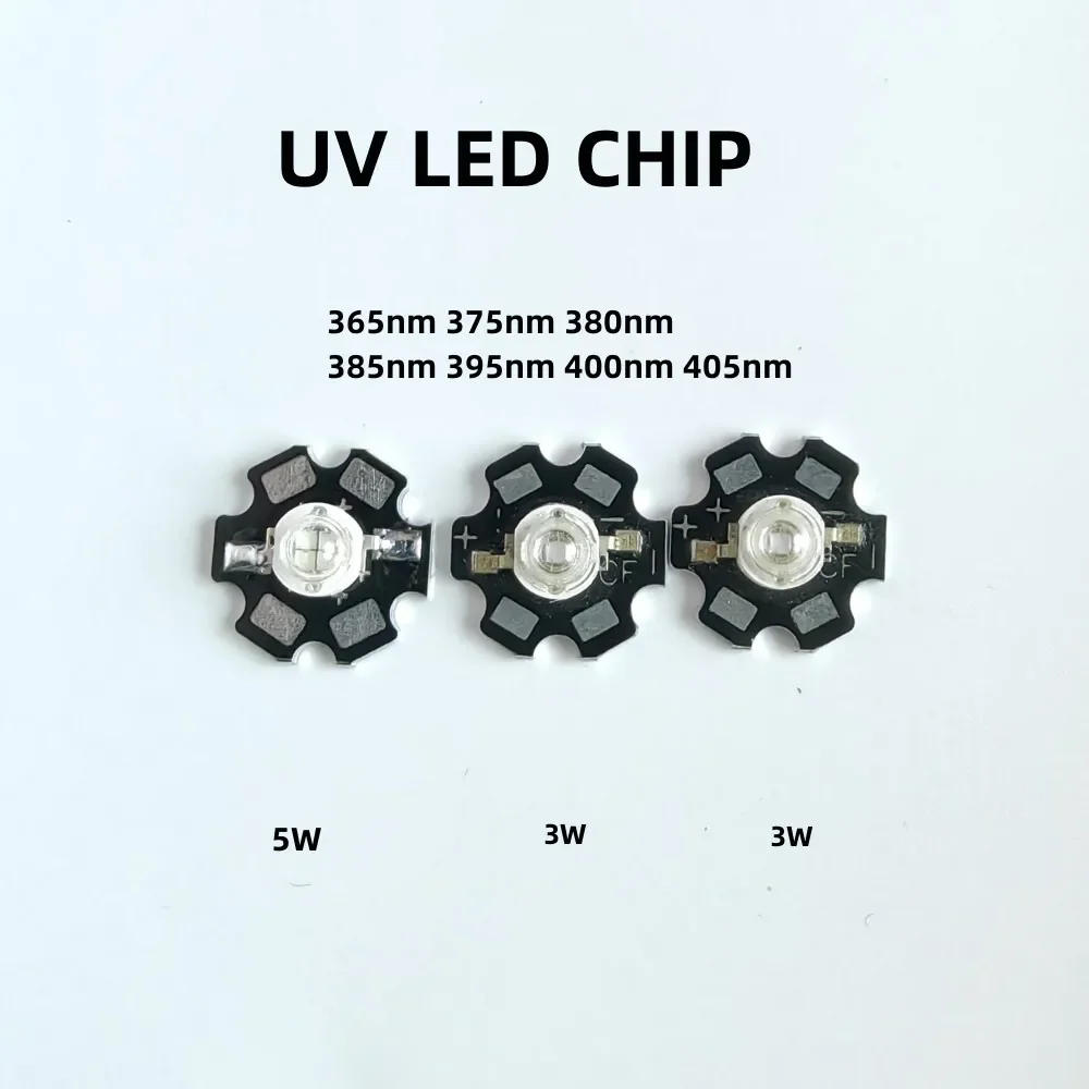 Description Picture 3 of item3W 5W High Power Light UV Purple LED 365nm 375nm 380nm 385nm 395nm 400nm 405nm Ultraviolet Bulbs Lamp Chips With 20mm pcb
