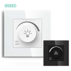 BSEED Light Dimmer Switch Rotary Knob Switch for Light Dimming Glass Frame Panel Fan Speed Control Switch Light Dimmable Switch