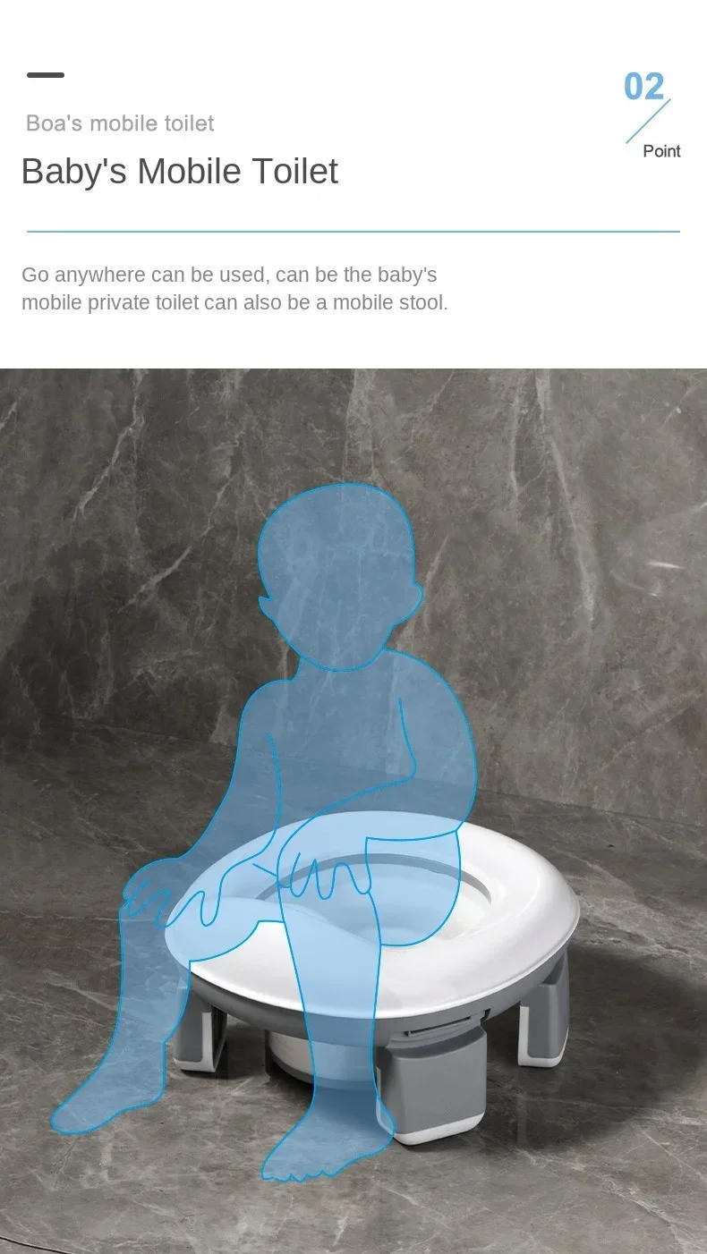 Description Picture 5 of item3 in 1 Travel Toilet Seat Foldable Blue Children Potty with Bags Baby Pot Portable Silicone Baby Potty Training Seat