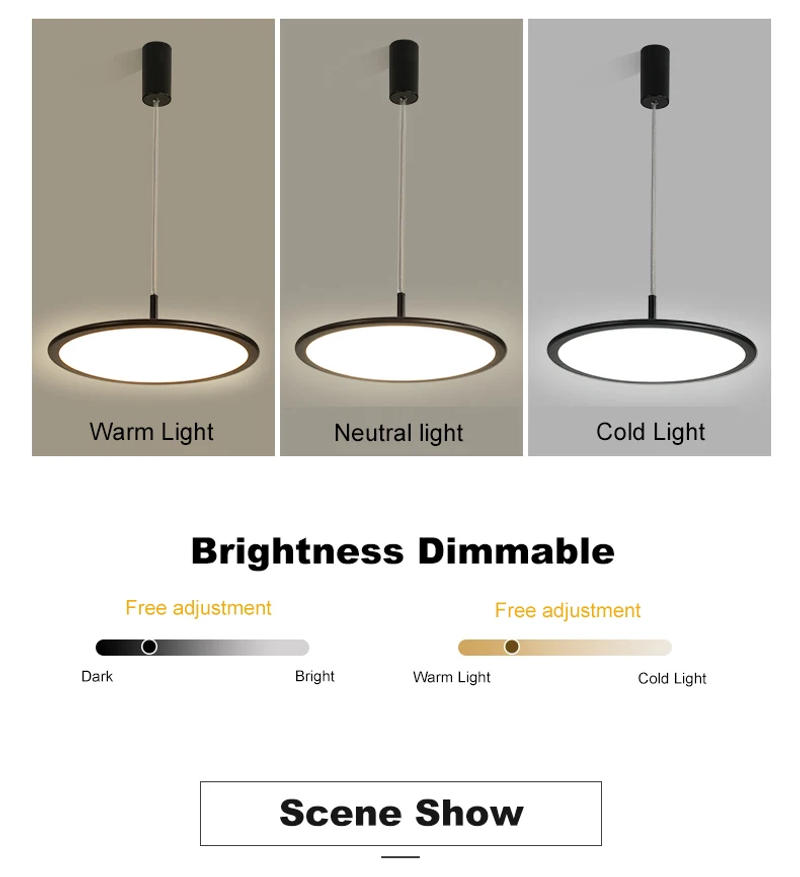 Description Picture 4 of itemUltra-thin LED Ceiling Chandelier For Dining Room Study Kitchen Bar Table Lamp White Black Home Decorative Lighting