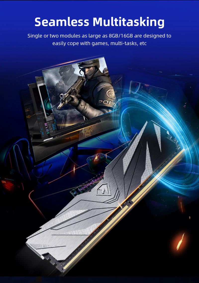 Description Picture 6 of itemNetac DDR4 8GB 16GB 3200MHz 3600MHz 2666MHz 16GBX2 8GBX2 XMP2.0 Desktop Gaming Memoria Rams Dual Channel for PC Motherboard