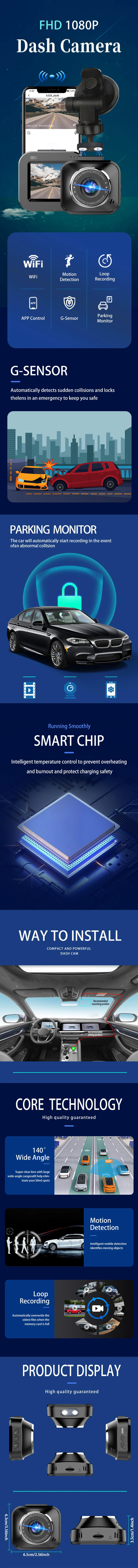 Description Picture 2 of itemFOXGOD Car DVR Dash Cam WiFi 2.0'' FHD1080P Dashboard Camera Black Box Night Vision Loop Recording Video Traffic Recoder