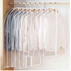 5 PCS Clothes Hanging Dust Cover Garment Dress Clothes Suit Coat Storage Bags 100% Transparent Wardrobe Washable Clothing Bag