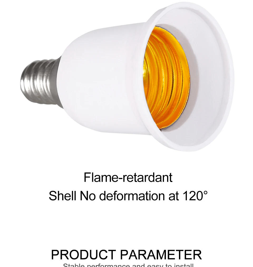 Description Picture 6 of item5PCS E14 to E27 Lamp Bulb Socket base Holder Converter 85V-265V Light Adapter Conversion Fireproof home room Lighting