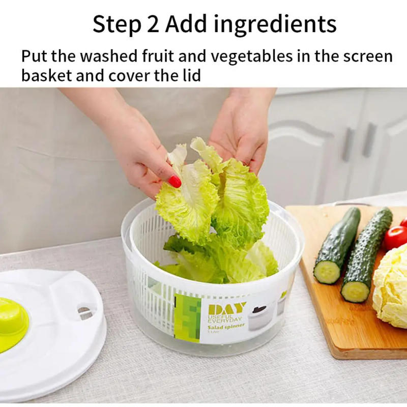 Description Picture 5 of itemSalad Spinner Dryer Vegetable Fruit Food Drain Basket Dehydrator Quick Washing Drying Manual Centrifuge Kitchen Household Tool