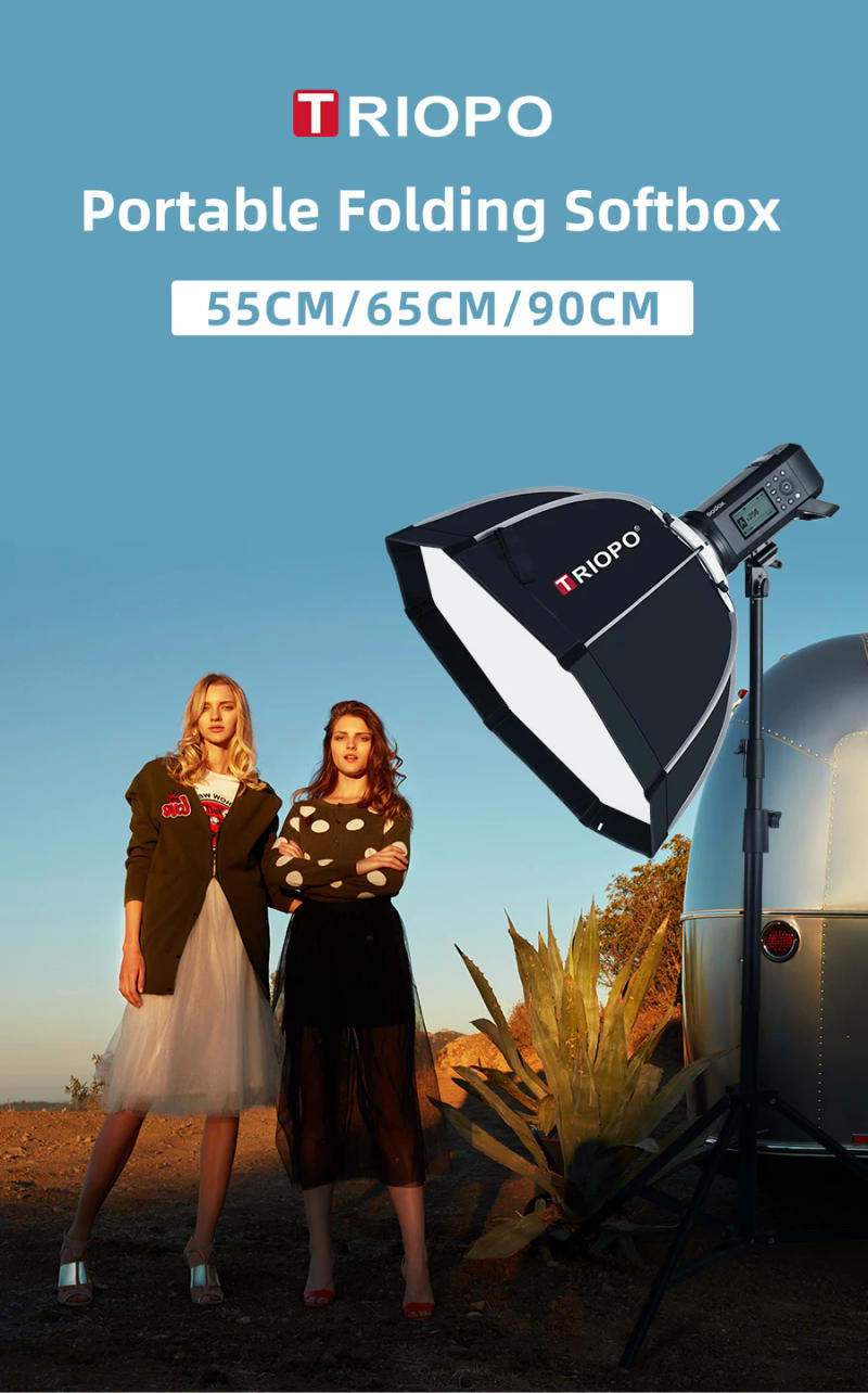 Description Picture 2 of itemTriopo 55cm 65cm 90cm 120cm Photo Bowens Mount Portable Octagon Umbrella Outdoor SoftBox + Carrying Bag for Studio Flash Softbox