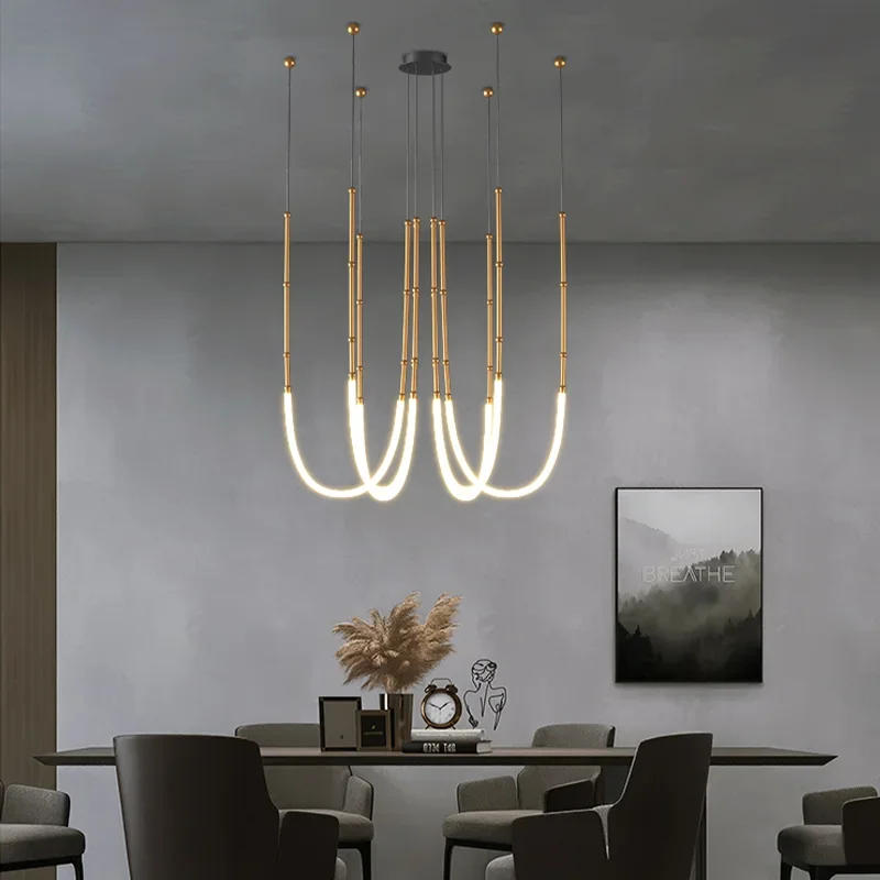 Description Picture 6 of itemNordic Modern  Art Line Led Pendant Lights Hanging Lamp for Dinning Room/Living Room Home Art Decoration Light Fixture