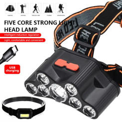 USB Rechargeable 7 LED Headlamp Super Bright Headlight 4 Lighting Modes With Adjustable Lamp Holder For Expeditions