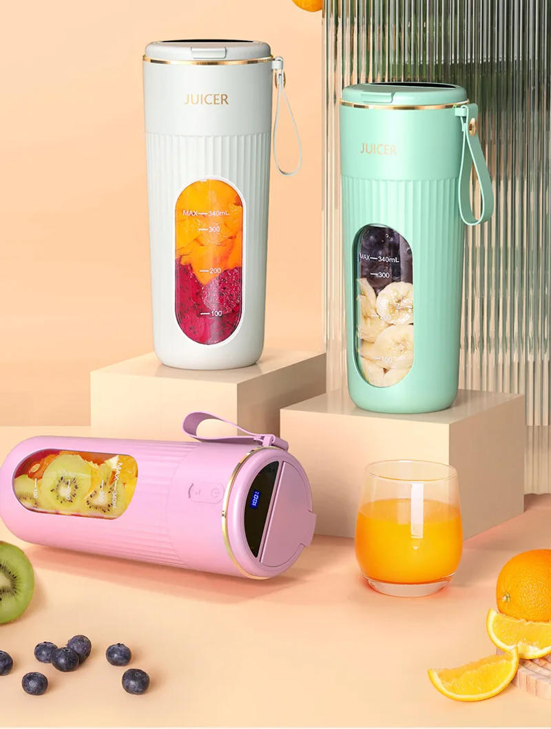 Description Picture 3 of item2024 New Rechargeable Portable Juicer Cup 14-blades Fast Mixing Digital Design 2400mAh Capacity Indoor and Outdoor Juice Machine