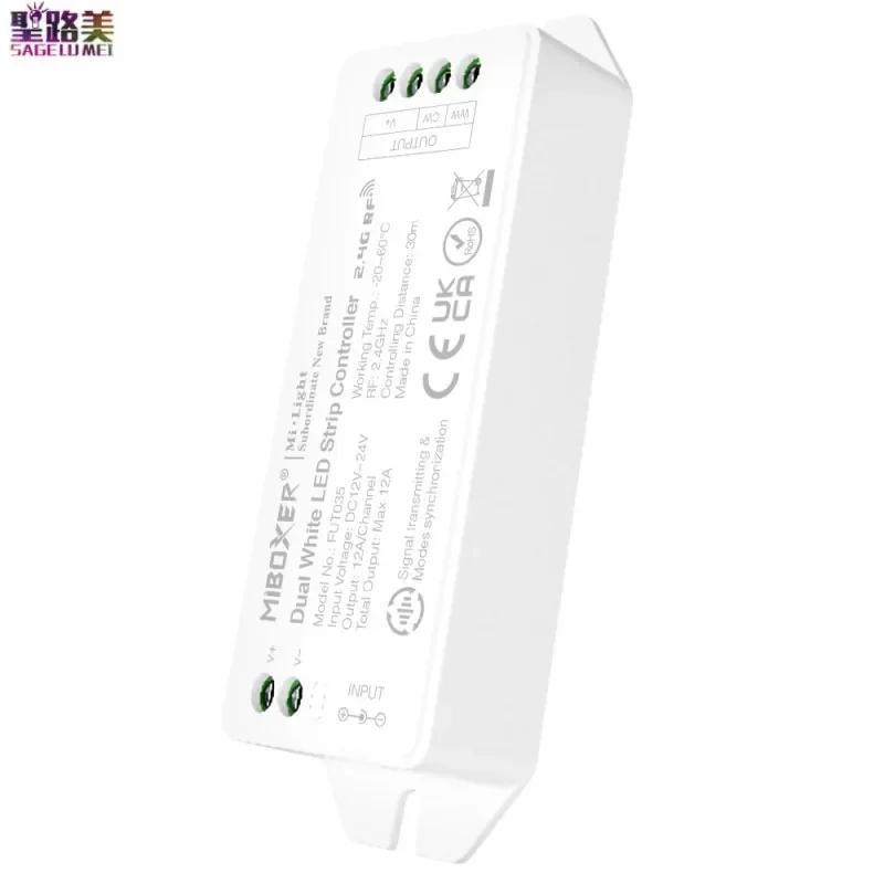 Description Picture 3 of itemMiBoxer FUT035M(Upgraded) Color Temperature Dual White Led Controller MAX12A 2.4GHz 4-Zone RF DC12V-24V For CCT Led Strip Lights