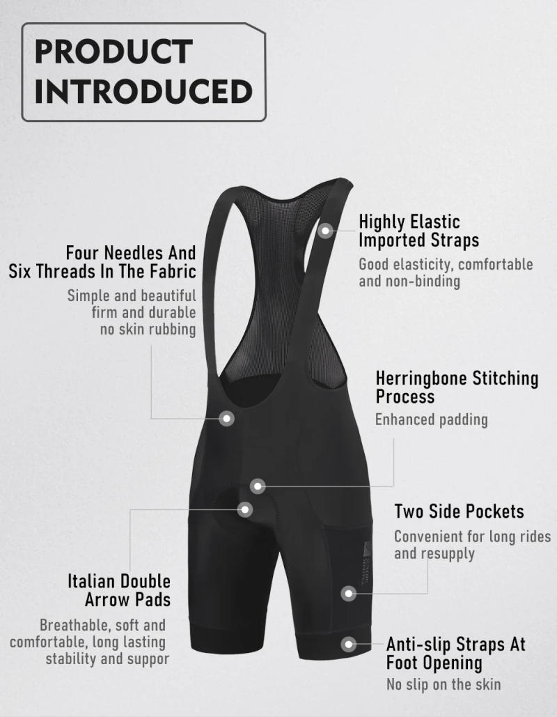 Description Picture 5 of itemThinkRider Cycling Bib Shorts Men Biking Wear 3D Padded Extra Long Distance Elastic Interface Pro Cushion MTB Pants Fit