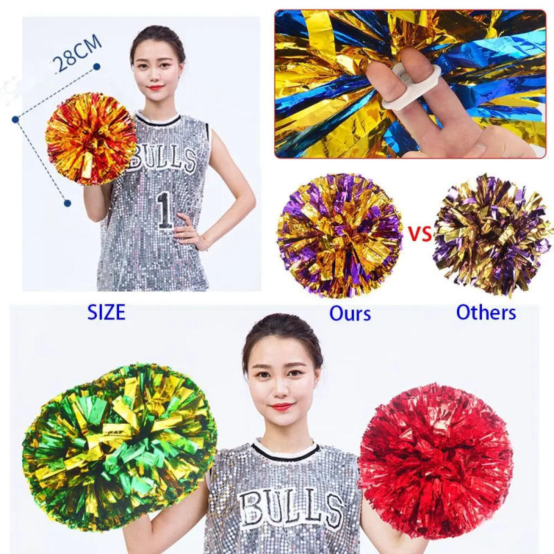 Description Picture 4 of itemCostume Fancy Double hole handle Dance Party Decorator Club Sport Supplies Cheerleading Cheering Ball Cheerleader Pom Poms
