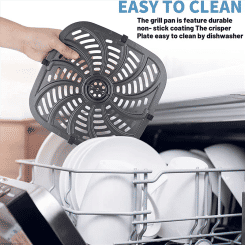 A98G-2X Air Fryer Replacement Grill Pan, Air Fryer Accessories For Chefman RJ38-SQSS-8T-D, 8QT Nonstick Removable Grill Pan