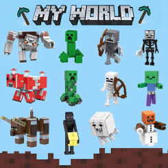 MineaCraftion Steve Alex Zombie Villager Figure Model Toys Game My World lron Golem Cartoon Figure Toys  Drowned Figure For Kids