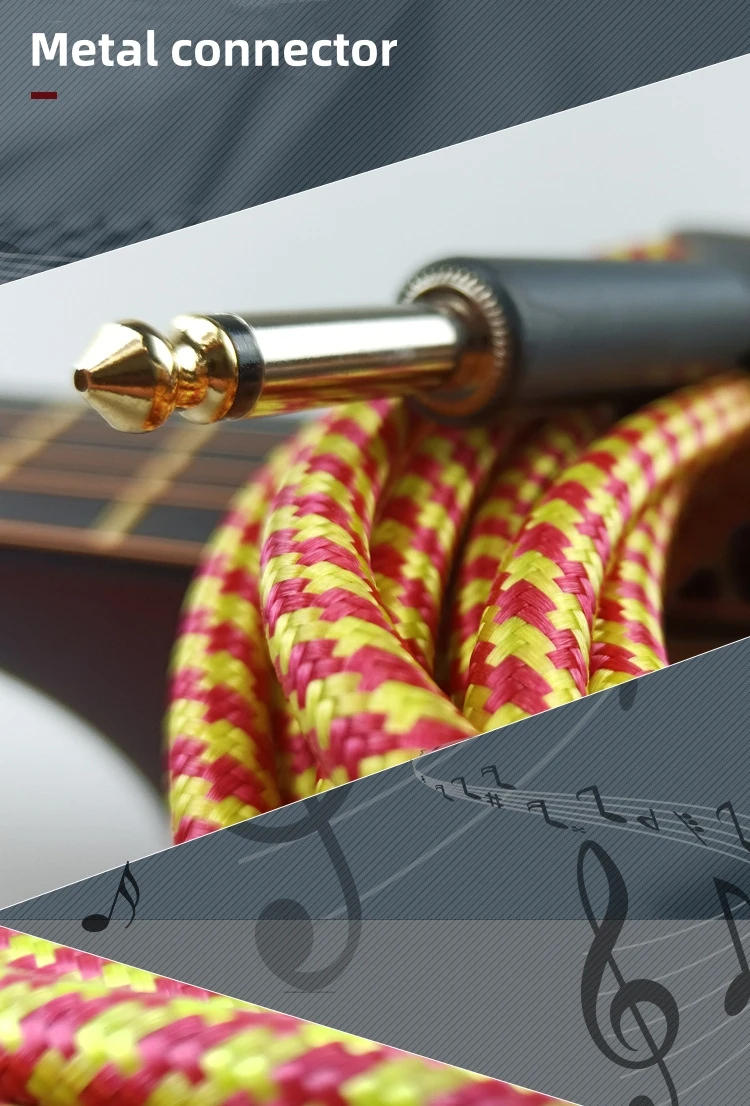Description Picture 3 of item6/3M Electric Guitar Cable Wire Connection Cable Audio Cable Guitar & Bass String Instrument Accessories Parts Color Random