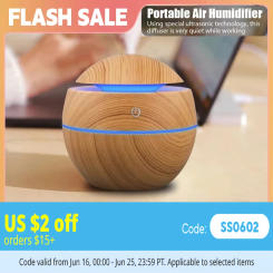 Home Wood Grain Air Humidifier Purifier Aroma Diffuser USB Ultrasonic Cool Mist Sprayer Essential Oil Fragrance