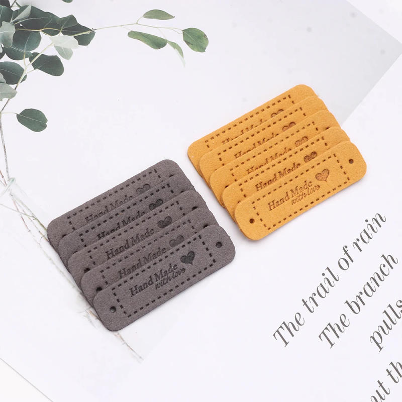 Description Picture 6 of item20Pcs Hand Made With Love Garment Labels DIY Handmade Arts Clothes Tags Colorful PU Leather Label Hats Bags Sewing Accessories