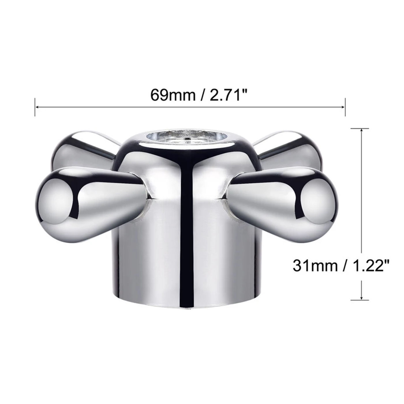 Description Picture 4 of itemHandles Faucet Knob 2pcs 69x31x27mm Alloy Bathroom Accessories Replacement T For Kitchen Tap Triangular Valve Practical