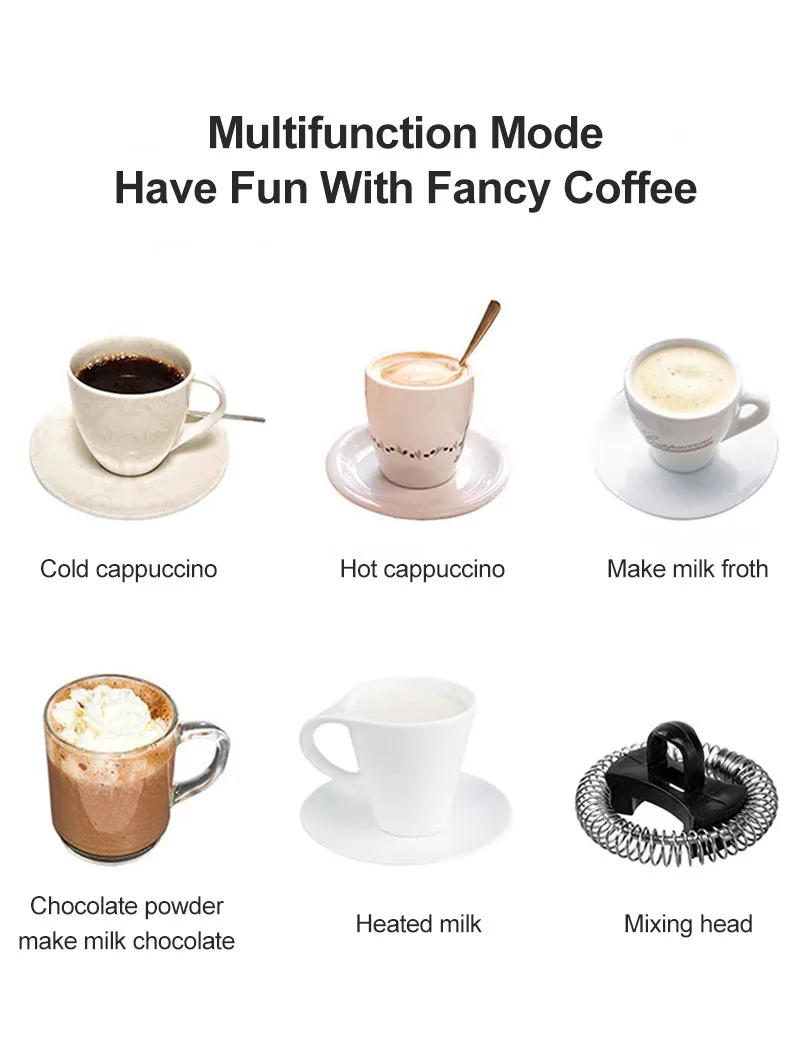 Description Picture 5 of itemElectric Milk Frother Automatic Hot and Cold Milk Frother Warmer for Latte Foam Maker for Coffee Hot Chocolates Cappuccino EU