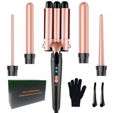 5 in 1 Hair Waver Curling Iron,3 Barrel Hair Crimper with Fast Heating Up, 0.4-1.25 Inch Crimper Wand Curler for All Hair Types