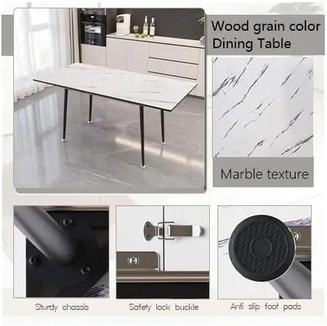 Description Picture 5 of itemDining Table Set for 4, Modern Expandable Kitchen Dining Table Set, Kitchen Table and Chairs Set for 4-6 People, Dining Tables