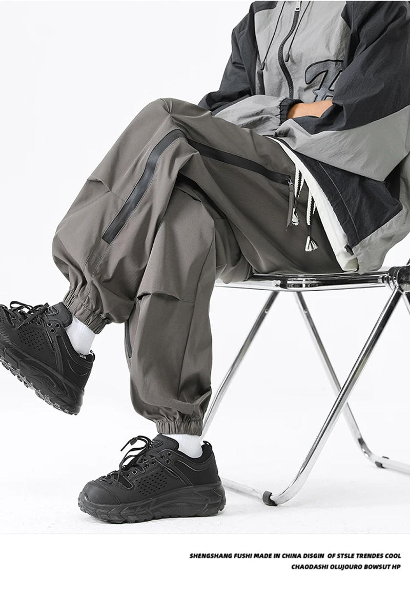 Description Picture 6 of itemSpring Men Drawstring Jogger Pants Hip Hop American Vintage Cargo Pants Streetwear Sweatpants Casual Fashion Trousers Clothing