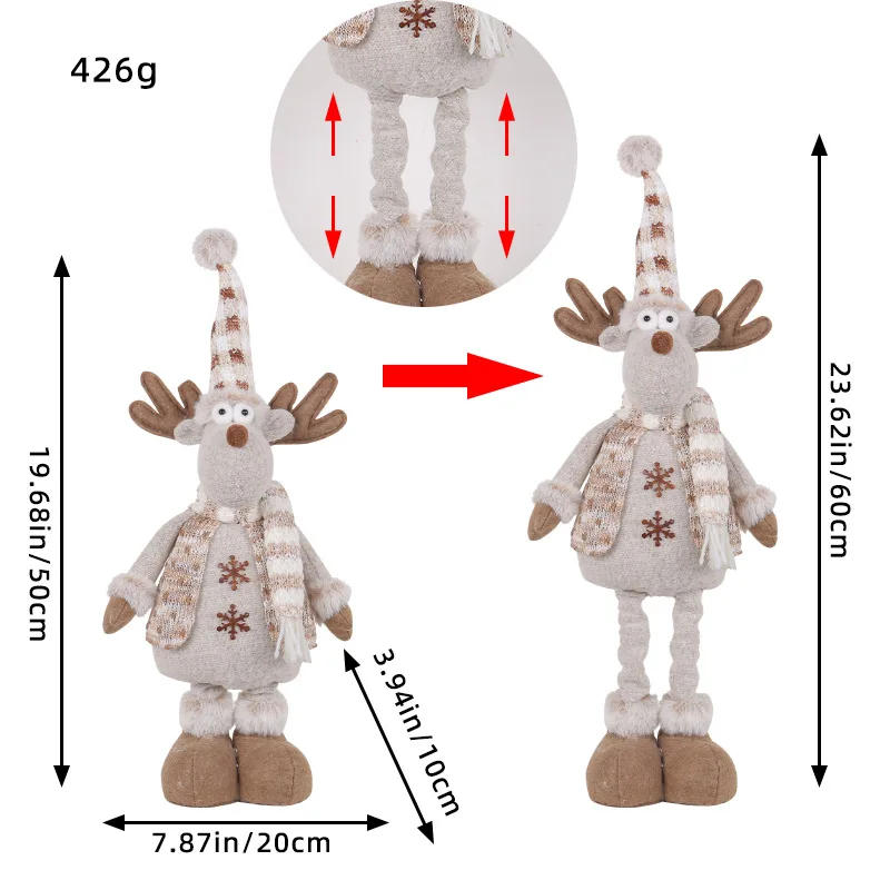 Description Picture 5 of itemChristmas Snowman Telescopic Doll 2023 New Knitted Elk Doll Window Scene Decoration Noel Merry Christma Gift Happy New Year 2024