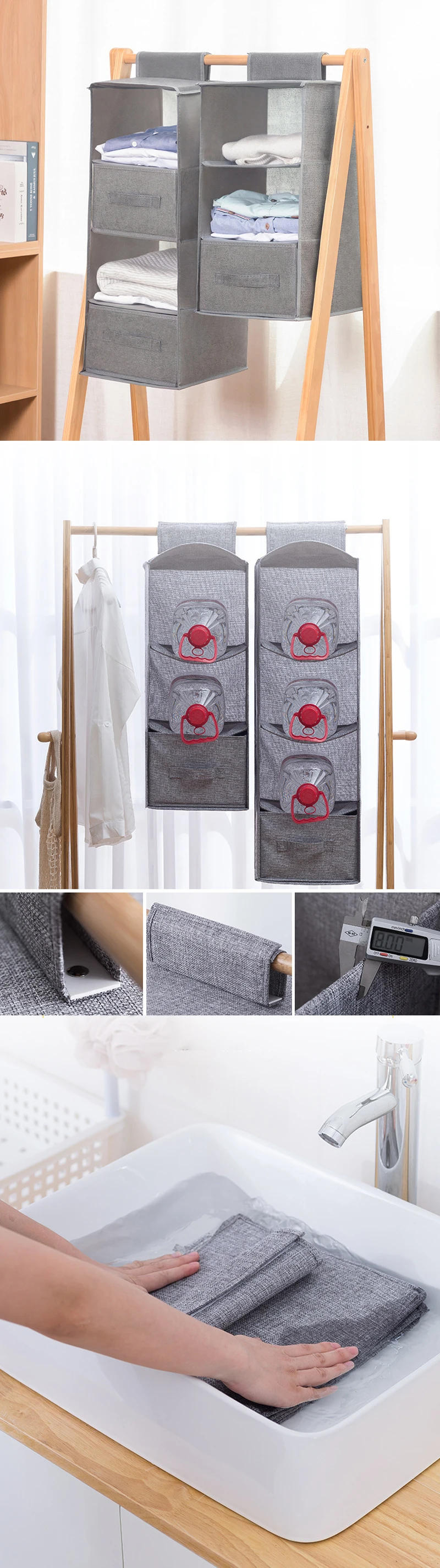 Description Picture 4 of itemNew style wardrobe hanging storage bag mezzanine drawer,Foldable,For Clothes,Bags,Shoes Accessories,Washable Fabrics