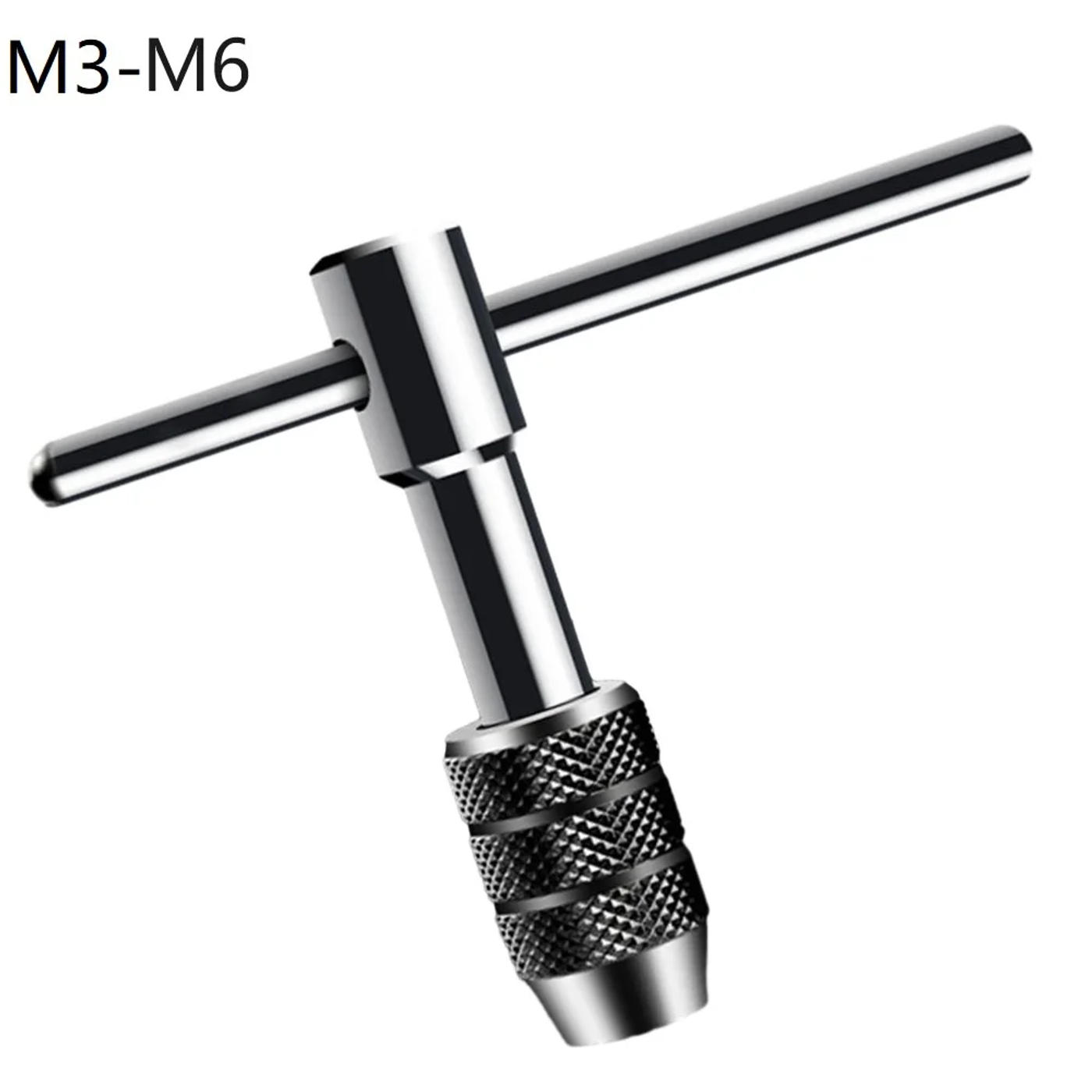 Description Picture 4 of itemPortable T Tap Wrench Handle Machinist Repair Drill Bit Machine Screw Thread Metric Plug Reamer Manual Hand Tool-6 M5-8 M6-12