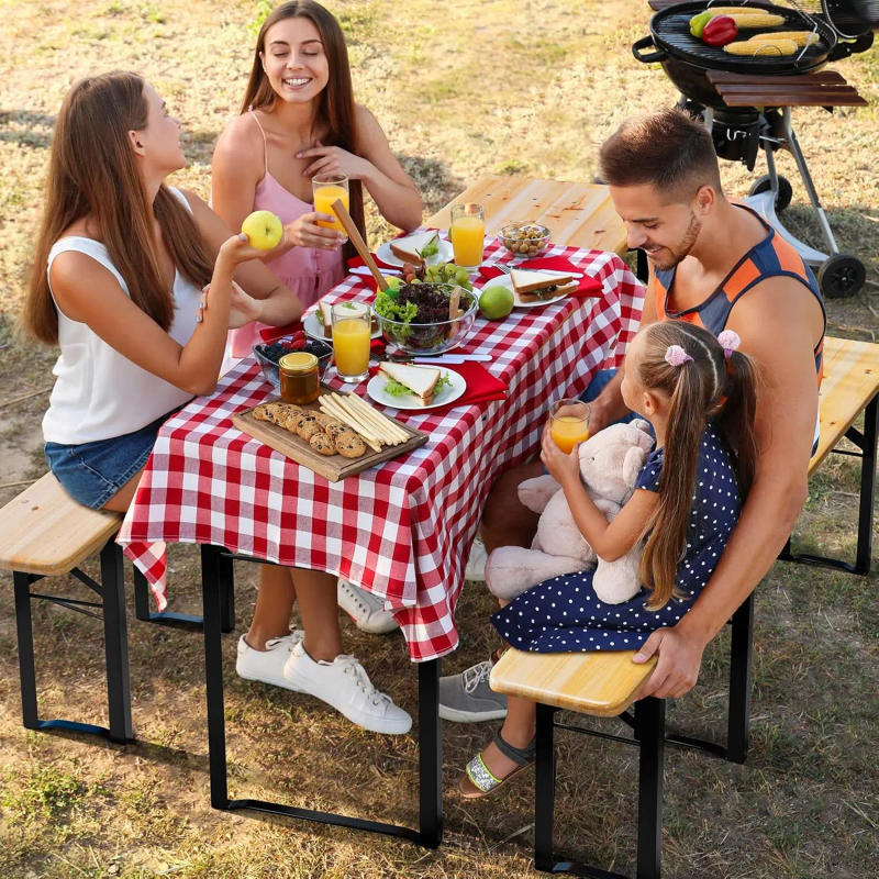 Description Picture 4 of itemFolding Picnic Tables with Benches Set, Weather-Resistant Wooden Beer Garden Table Bench