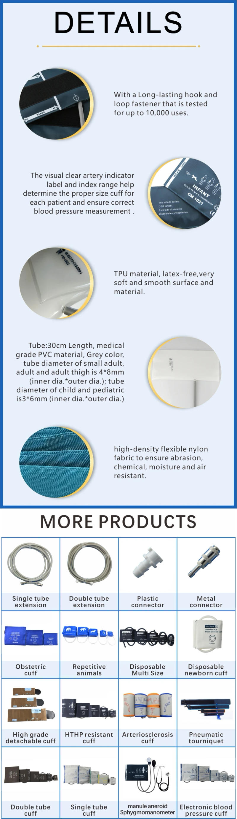 Description Picture 2 of itemBlood Pressure Cuff adult 25-35cm Nibp Cuffnylon Oxford Single Tube for Blood Pressure Monitor Accessori Machine Biolight Comen