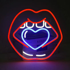 Heart Lips Neon Sign USB LED Neon Light Sign for Wall Decor Illuminated Sign for Bedroom Home Livingroom Wall Art Decor