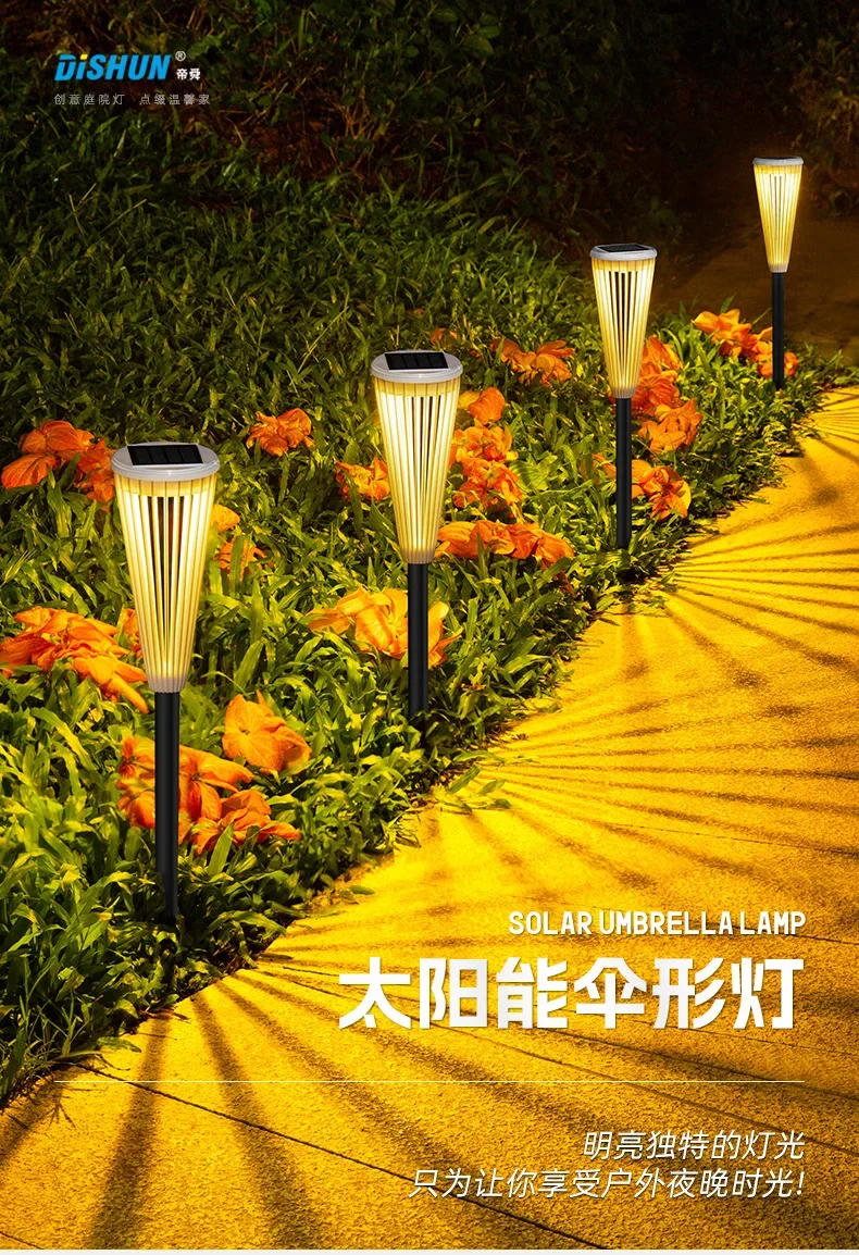 Description Picture 2 of item2/4/6pcs New Hollow Solar Light Umbrella Decorative Landscape Light Garden Waterproof Outdoor Garden LED Ground Lawn Lamps Hot