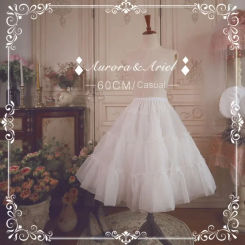 Casual Lolita Petticoat 60cm White Organza Pettiskirt Midi A line Under Skirt
