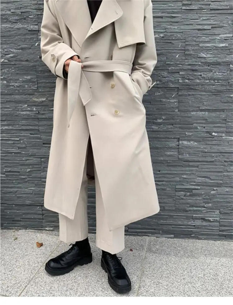 Description Picture 5 of itemAutumn Winter Mid-length Over-the-knee Windbreaker Men's Loose High Street Personality Casual Windbreakers Jackets Male Clothes