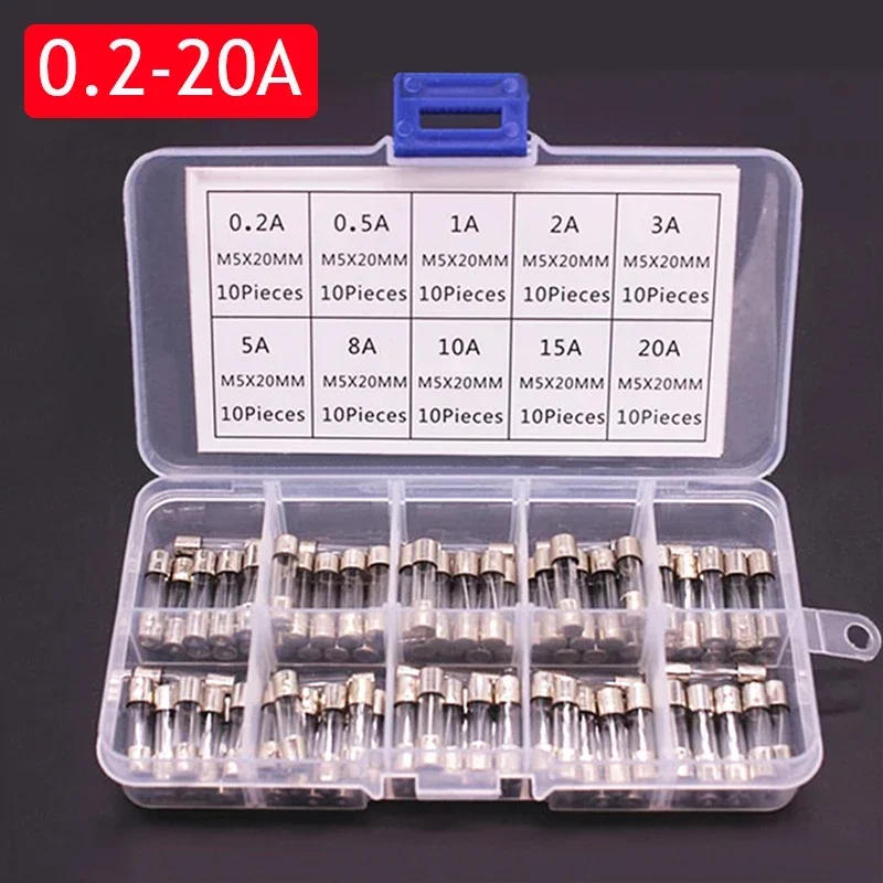 Description Picture 3 of item100/72pcs Car Fast-blow Glass Fuses Car Glass Tube Fuses 0.2-20A 0.5-30A Assorted Kit for Car Light Inflator vacuum Cleaner