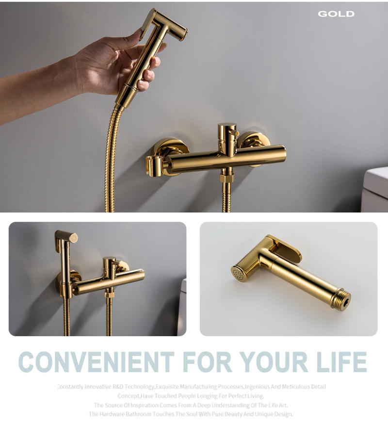 Description Picture 6 of itemBlack Chrome Bidet Faucet Brass Shower Tap Wall Mount Cold Hot Water Mixer Crane Rose Gold Shower Sprayer Head Tap Toilet Faucet