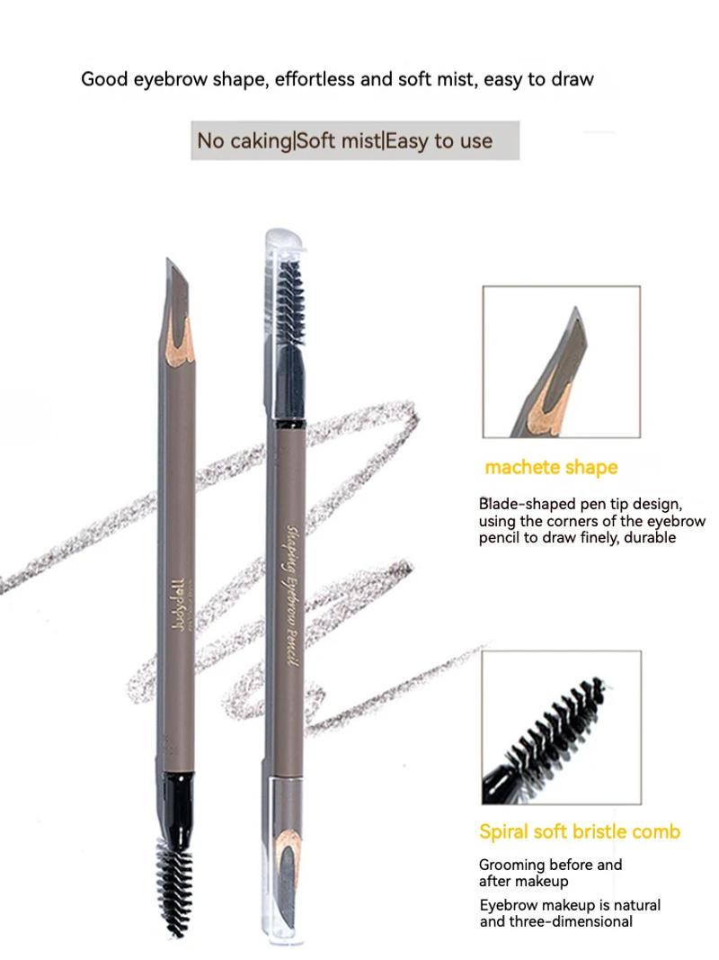 Description Picture 4 of itemJudydoll Double Head Machete Eyebrow Pen Waterproof Long-lasting With Brush Condensed Non-fading Triangular Outline Brow Shape