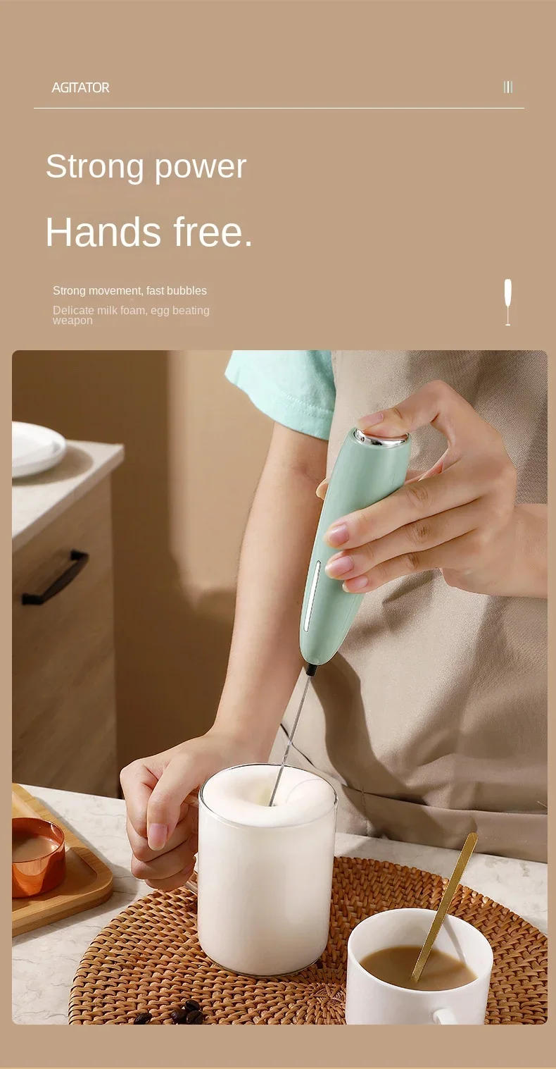 Description Picture 4 of itemHandheld Milk Frother Kitchen Powerful Electric Foam Maker With Stand Battery Powered Foamer Blender Drink Mixer For Coffee