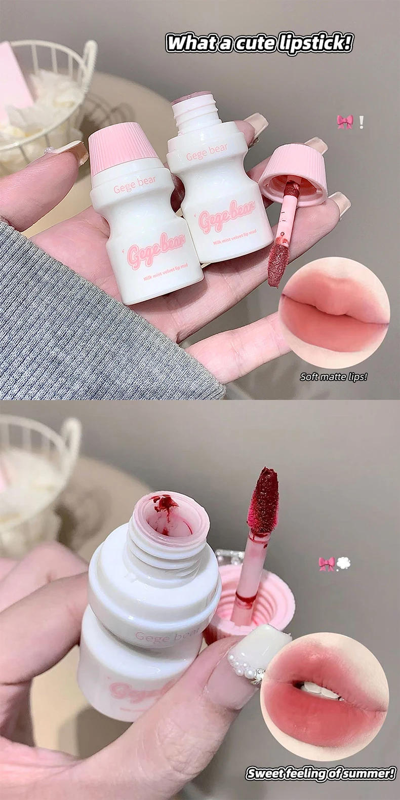 Description Picture 4 of itemSoft Mist Matte Pink Lip Gloss Waterproof Non-Stick Cup Lip Mud Sexy Red Brown Lip Glaze Not Fade Liquid Lipstick Korean Makeup