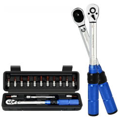 15Pcs Set Bicycle Torque Wrench Set 1/4" 2-24Nm Dual Direction Bike Allen Key Tool Socket Preset Type Spanner Pro Repair Kit