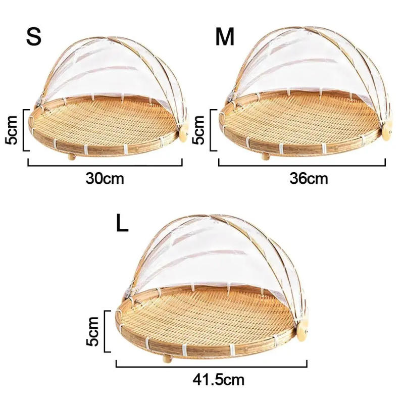 Description Picture 3 of itemAnti-insect Dustproof Basket Anti-mosquito Hand-Woven Tent Basket Fruit Vegetable Tray Mesh Drying Dustpan Food Storage Basket