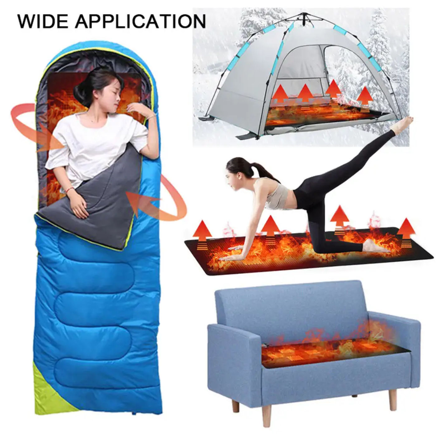 Description Picture 4 of itemOutdoor USB Heating Mat Heated Sleeping Mattress 3-Level Adjustable Camping Heated Sleeping Bag Camping Accessories