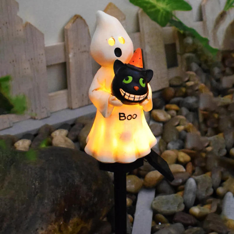 Description Picture 5 of itemHalloween Solar Ghosts Pathway Light Resin LED White Ghost Light Anto On & Off Ghost Ground Stake Lamp for Outdoor Garden Decor