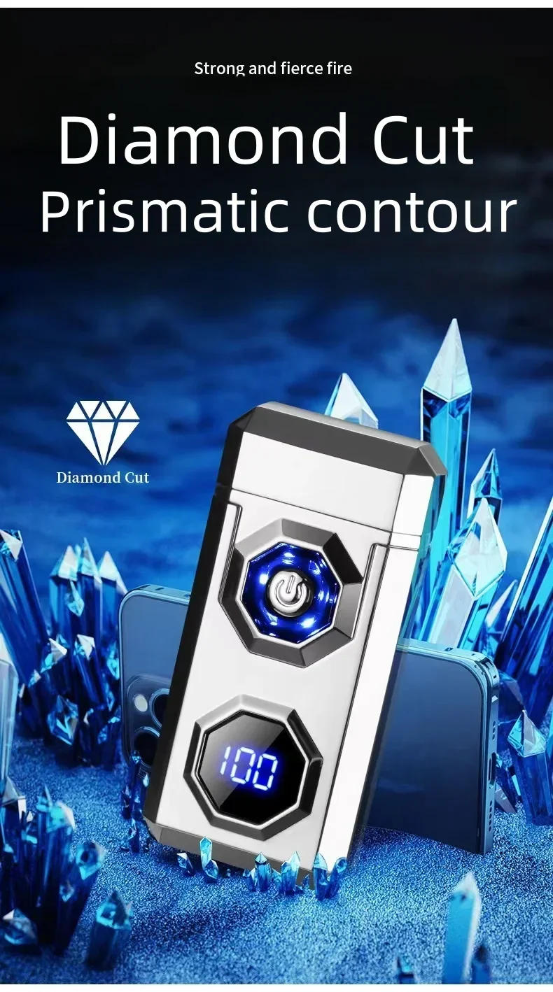 Description Picture 4 of itemMetal High Power Windproof Arc Charging USB Lighter Outdoor Strong Light Large Capacity Battery Level Display Electric Lighters