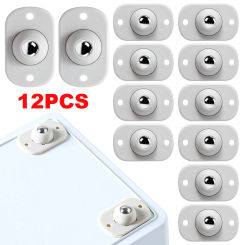 12Pcs Wheels for Furniture 360 Degree Load Bearing Paste Swivel Wheel Sticky Pulley for Furniture Trash Can Bottom Wheel Pulley